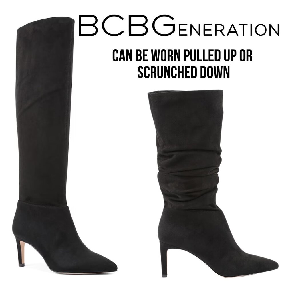 NEW BCBGeneration Marlo Wide Calf Faux Suede Knee High Boots in Black Sz. 6.5